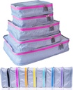 MUMI Balení Cubes - 5- Kousek Kompresní Balení Kuby pro cestování, Zavazadlové pořadače pro kufry, Nosiče na tašky, batohy a tašky - Space-Saving Cestovní Essentials - Pink