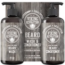 Viking Revolution Beard Wash & Conditioner Set w / Argan & Jojoba Oils - Softens, Smooths & Posilens Beard Growth - Natural Pepermint and Eucalyptus Scent - Shampool (17 oz)
