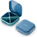 Pouzdro pro malé pilulky, cestovní plnicí box, portable Pill Organizer, Balíček pro kapsy 4 Compartments, Denní Compact Travel Medicine Holder pro vitamíny Medikace (modrá)