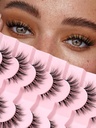 řasy Natural Cat Eye řasy Wispy Eyelass 15 mm False Eyelass Wispy řasy 3D Volume Strip Eyelass Thin Cotton Band Soft Fake Eyelass False řasy Pack 7 páry Siligli