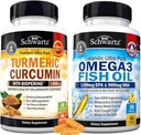 Triple Strengelles Omega 3 Fish Oil (1 měsíční zásoba) Plus kurkumin s černým pepřem Extract 1500mg Complex (1 měsíční dodávka)