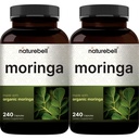 NatureBell Pure Moringa Kapsle 8,000mg per Serving (2 Pack) 124; Vyrobeno s Moringa Powder Organic, 480 Kapsle - Zelená Superfood, Skin Health, & Imunitní podpora - Non- GMO, Gluten zdarma, 8 Měsíční dodávky