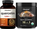 NatureBell Quercetin 1000mg per Serving & 10 in 1 Houbový prášek, 10oz Bundle Pack curren124; Ultra síla Quercetin dodatek curren124; Imunite Booster & Brain Health Support