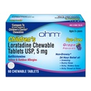 Ohm Dětské Žvýkací tablety, Barviva zdarma, Grape, Non- Drowsy 24h Relief z kýchání, Runny Nose, Itchy Watery Eyes, Throat nebo Nose, Antihistamin, Indoor & Outdoor Alergie, 5mg, 60 Tablety