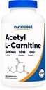 Nutricost Acetyl L- karnitin (ALCAR) 500mg, 180 Kapsle, 180 Servings - Non- GMO a gluten zdarma, 1 kapsle per Serving