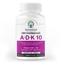 ADK10 - ADK vitamin dodatek 124; vysoká potence vitaminy A, D3 (10000 IU) & K2 MK-7 pro kosti, srdce a imunitní zdraví 124; 90 malé kapsle 124; 3 měsíční dodávky 124; Non- GMO, gluten zdarma