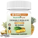 Chewable Iron Carbonyl 65 mg s vitaminem C 180 mg (pro ženy / muže) - Tablet in Ananas Flavor 60 Count (1)