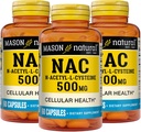 Mason Natura NAC N, Acetyl, L, Cysteine 500 mg, 6 měsíční zásoba, podporuje normální buněčné zdraví, imunitní systém posilovač pro všeobecné Wellness, 3 balení