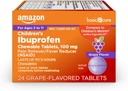 Basic Care Children 's Ibuprofen Žvýkací tablety 100 mg, Grape Flavor, Pain Reliever and Fever Reducer (NSAID), For Sore Throat, Toothache, Heache Relief and More, 24 Count