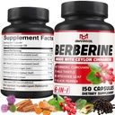 Berberine HCl, 150 Kapsle - Plus Ceylon Skořice, Kurkuma, Mléko Thistle, Umělec, Black Pepper, Berberine HCI Root Supplements Pills - imunitní systém