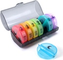 Týdenní Pořadatel pilulky 2 krát denně, Travel Pill Box 7 Day, AM PM Dvakrát denně Pouzdro Pill, Přenosné denní vitamínové pořadače pro léky, Vitamíny, Rybí olej, doplňky (Multi-Color)