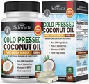 Kokosový olej Kapsle 2000mg - Organic Pure Extra Virgin Nerafinovaná studená lisovaná MCT Rich & Non- GMO pro zdravé kožní nehty Podpora růstu vlasů Floating Anti Aging Digestion - 120ct (2 měsíce dodávky)