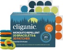 Cliganic Mosquito Repelent Náramek Náramky Pack pro děti a dospělé Multi Color, přírodní Deet- Free, Essential Oil Infused 20 Bands with 30 Patches, Citronella Scent (50)