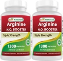 Nejlepší Naturals L- Arginine NO Booster Triple Strength 1300 mg Podání 120 Veg Kapsle (120 Počet (Balení po 2))