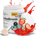 ColonBroom Psylium Husk Powder (Strawberry) - Colon Cleanse for Bloating Relief & Gut Health - Colon Broom Fiber Powder Drink - Vegan, gluten zdarma, Non-GMO Fiber Powder Dodatek, 60 Služeb