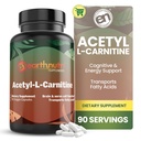 EarthNutri Acetyl- L- karnitin Capsule - Additive Free, gluten Free, No Fillers, No Conservatives - Acetyl L- Carnitin Supplement helps Concentration & Energy - 500mg per Serving, Neochucené 90 Počet