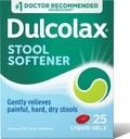 Dulcolax Stool Softener Laxative Liquid Gel Kapsle, Gentle Constolly Relief for Hard, Such Stools, Docusate Sodium 100 mg, 25 Počet