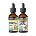 BIO KRAUTER Maca Root Ashwagandha tinktura 2 Fl. Oz. & Korean Panax Ginseng tinktura 2 Fl. Oz.