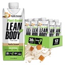 Lean tělo Readyto- Drink, Plant- based Vegan Vanilla Caramel Protein Shake, 30g Protein, No umělé Flavors, Sweeteners nebo Barvy, Non GMO, Gluten Free, Premium Pea & Rice Blend (Balení po 12)