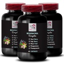 Berry Výhody - RESVERATROL COMLEX - Denní antioxidanty, Acai Berry Síla, Elderberry Boost, Grape Skin Boost, Grape Energy, Goji Berry Power, Hydratační faktor 3 Lahve 180 Kapsle