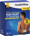 HealthWise 4% Lidokain Pain Relief Patch 124; Maximální OTC síla 124; 25-Count CLAS124; 3.93 "x 5.51" CLAS124; Soothes Minor Aches and Pains CLAS124; Odor Free CLAS124; Topical Anestetic CLAS124; Easy to Application Flexible Adhesive