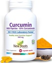 NEW ROOTS HERBAL Kurkumin dodatek 500mg s Gingers & Black Pepper Extract - 20x Lepší absorpce 124; Coumarin Kapsle s 95% kurkuminoidy & 95% Piperine (90 Veg Kapsle)