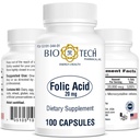 Bio-Tech Farmaceutická kyselina listová (20mg, 100 Počet)