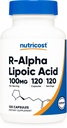 Nutricost R- Alpha Lipoic Acid 100mg, 120 Kapsle - Veggie Kapsle, Non- GMO, bez glutenu