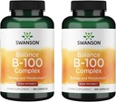 Swanson Vitamin B-100 - Doplněk vitaminu Podpora energie a metabolismus - Vysoká potence Formule podporující srdeční zdraví, zdraví mozku a nervové funkce - (100 Kapsle) (2 Pack)