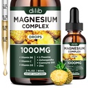 Triple Magnesium Complex Supplement, Magnesium Glycinát, Směs, Citrát Kapky 1000mg s Ashwagandha, CoQ10, Vitamin B6, C, D, Zinek - Vegan Ananas Flavor