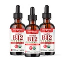 LIQUIDHELTH USDA Organic Methyl Vitamin B12 Methylkobalamin kapalné kapky s Tart Cherry Juice - Zvýšení energie, imunitní podpora, zlepšení paměti a koncentrace - USA Made, Vegan, Non- GMO (3 Pack)