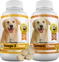 Úžasný Combo Omega33 Rybí olej a kurkumin pro psy - Pure All- Natural Pet Antioxidant - Promotes Shiny Coat, Brain Health, Eliminates Joint Pain, 120 Tasty Chews x 2