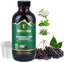 Imunia Elderberry Sirup pomáhá posílit imunitní systém. Elderberry Concentrate s Elderflower, Thyme a Peppermint. Bez přidaného cukru. Vynikající chuť. 24 dní / láhev. (1- balení)
