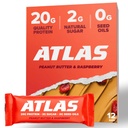 Atlas Protein Bar, 20g protein, 1g cukr, čisté složky, gluten zdarma (Chocolate Variety, 12 Počet (balení po 1))