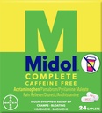 Midol Kompletní Kofein zdarma Kaplety 24ct: Midol Kompletní Kofein zdarma Menstruační bolesti Relief Kaplety s Acetaminophen, Poskytuje bolest hlavy úlevu a období křeče Relief, 24 Počet