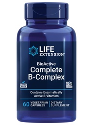 Life Extension BioActive Complex B- Complex, Heart, Brain and Nerve Support, Zdravá energie, Metabolismus, Kompletní B Complex, 60 Vegetariánské kapsle