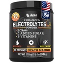 Zeal Naturals Electrolyte Powder Recovery Drink (90 Služeb 124; Peach Mango) w 0 Cukr + BCAA + B-Vitamíny Electrolyte Supplement w Draslík Zinek & Magnesium pro hydrataci - Keto Electrolytes