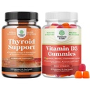 Balení bylinné tyreoidální podpory - Potenciální Kelp jód s L Tyrosin, Bladderwrack, Selen & Pure Ashwagandha a vitamin D3 Gummies - Delicious D Dospělí s 2000IU per Serving for Bone Muscle