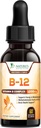 B-12 Vitamin Energy Drops (Methylkobalamin) Extra síla Super B Complex - Sublingvální B12 Liquid pro imunitní podporu, Heart Health & Cellular Energy Support, Malina ochucená - 2 Fl Oz
