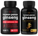 NutraChamps Kompletní ženšen Duo - Kompletní energie, Focus & Stamina Support Bundle - Ginseng Gold & Korean Red Panax Ginseng