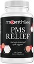 Moonthlies PMS Relief Dodatek pro ženy Menstrual Cycle Support - Naturally balance Mood Swings, Period Cramps, Bloating, Únava, zadržování vody, PMDD, Perimenopauza (60 Day Supply 120 Kapsle)