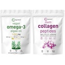 Mikro ingredience Multi kolagen protein Powder 16oz & Vegan Omega 3 Řasy olejový dodatek Bundle 2 Balení 124; Grass- Fed kolagen Peptides phyl124; Omega33 Full Spectrum Alternative to Fish Oil