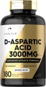 Carlyle D Aspartic Acid Kapsle 3000mg CLAS124; 180 Count CLAS124; DAA dodatek pro muže a ženy CLAS124; Advanced Athlet Formule CLAS124; Non- GMO & Gluten zdarma