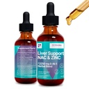 Jaterní podpora a NAC, zink - 2 fl oz kapalné kapky s mléčným bodlákem, kořen pampelišky, čekanka, kurkuma, řepa kořenová, Chanca Piedra - Játra čištění & Detox dodatek