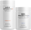 Codeage Daily ADK Vitamin & Probiotic Bundle - Vitamin A Retinyl Palmitát, Vitamin D3 Cholekalciferol, Vitamin K, 50 miliard CFU SBO Probiotic Blend, Non- GMO