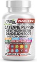Clean Nutra Cayenne Pepper Kapsle Dodatek s Hawthorn Berry, Pampeliška kořenová, Cejlon Skořice, Česnek, Zázvor, Berberine, jablečný cider octan, Mléko Thistle, Beet Root, Aloe Vera Pills & Více
