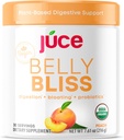 Júce Belly Bliss, Peachy Green, 30 porcí, Probiotika + Zelená, Bloating Support with Plant- Based Digestive Enzymes, Dietní dodatek Powder - Podle Terra Kai Organics
