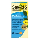 Senokot- S Dual Action 60 Tablety, Přírodní rostlinná laxativní přísada Plus Stool Softener Tablety, Gentle Dependable Overnight Relief Occasional Constoration Bílá