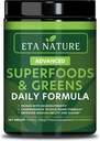 50 Super Green Powder - Zelený Superfood Powder s ovocem a zeleninou Doplňky - Supergreens Green Powder for Energy, Digestion, Vitality & Imunity - 30 Serings Vegan a non-GMO