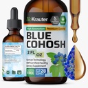 BIO KRAUTER ® Menopauza Doplňky pro ženy * - Blue Cohosh tinktura 2 Fl.Oz 28 Days of Supply - Vegan Blue Cohosh Extract for Menopause Support - Alkohol & Sugar Free - Relaxation & Women 's Wellness